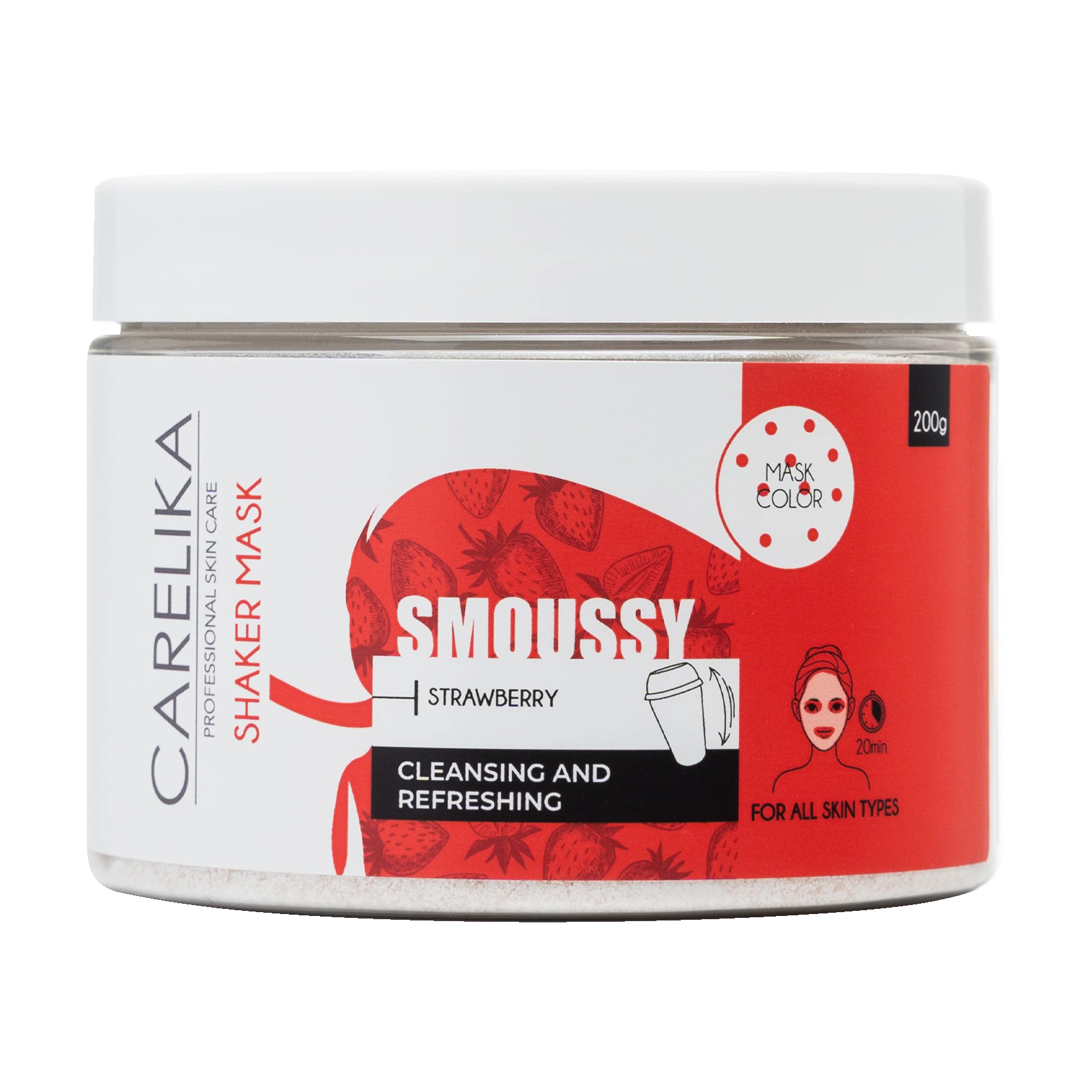 Маска-шейкер для обличчя Carelika Smoussy Shaker Mask Strawberry з полуницею, 200 г